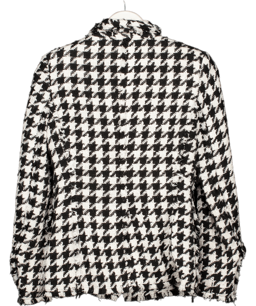 ZARA Black White Houndstooth Tweed Blazer UK XS - Reliked