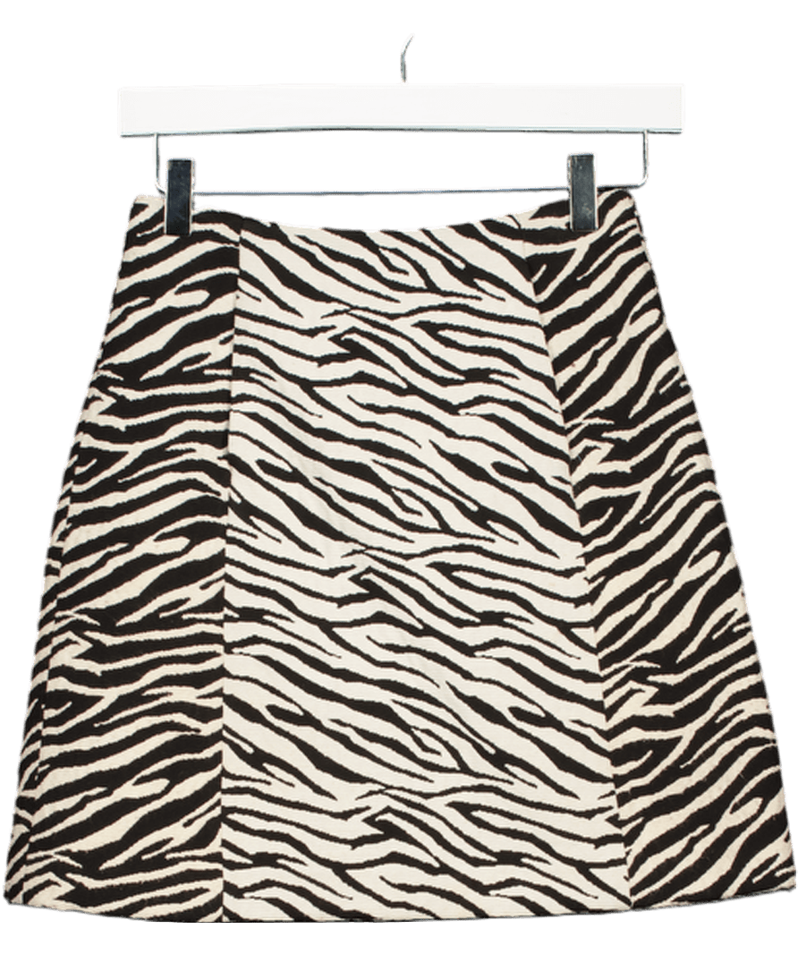ZARA Black / White Jacquard Mini Skirt UK XS - Reliked