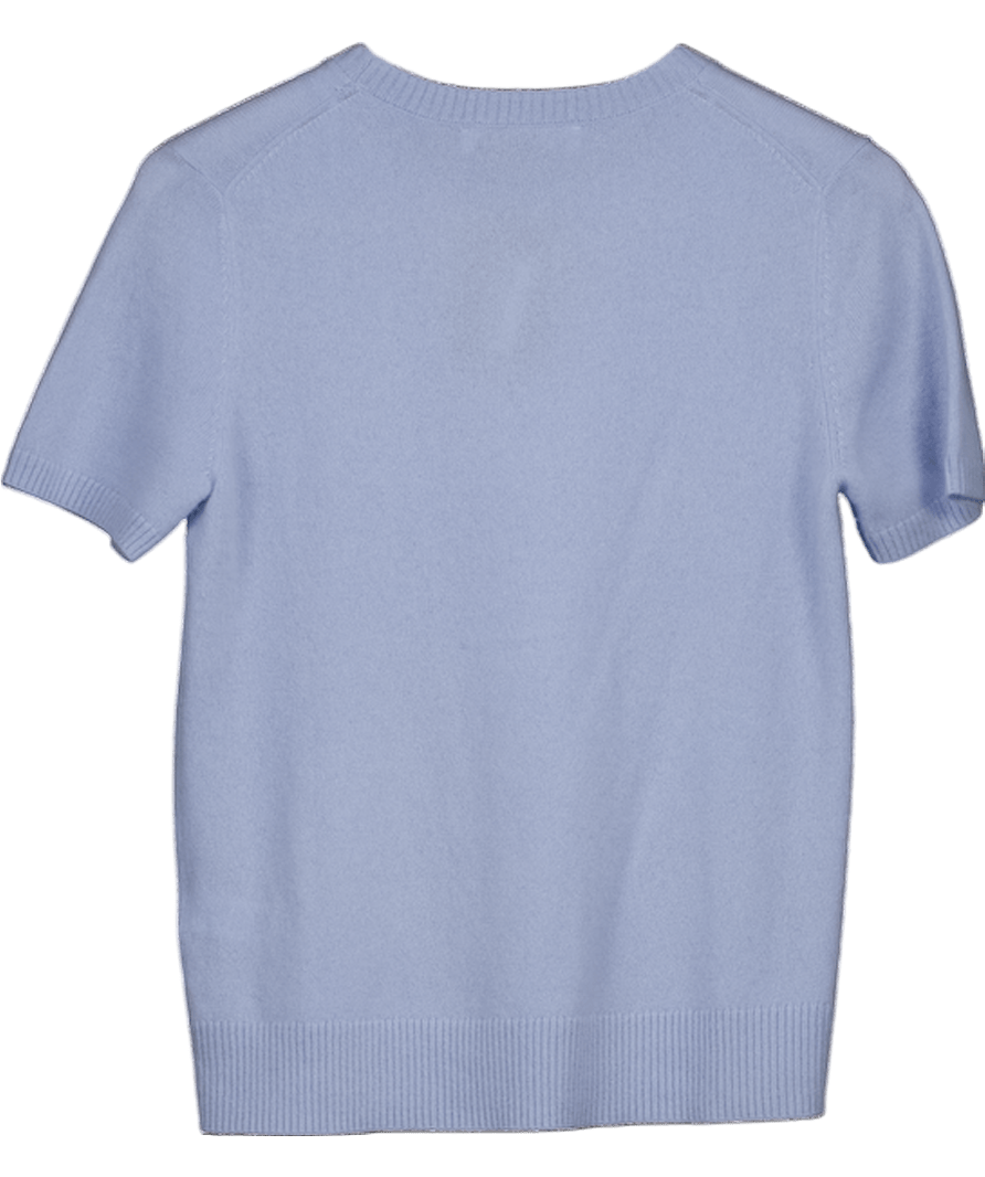 ZARA Blue 100% Wool Short Sleeve Jumper UK S - Reliked