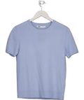ZARA Blue 100% Wool Short Sleeve Jumper UK S - Reliked