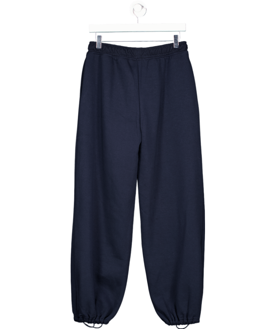 ZARA Blue Basic Straight Fleece Trousers With Adjustable Hem UK M - Reliked
