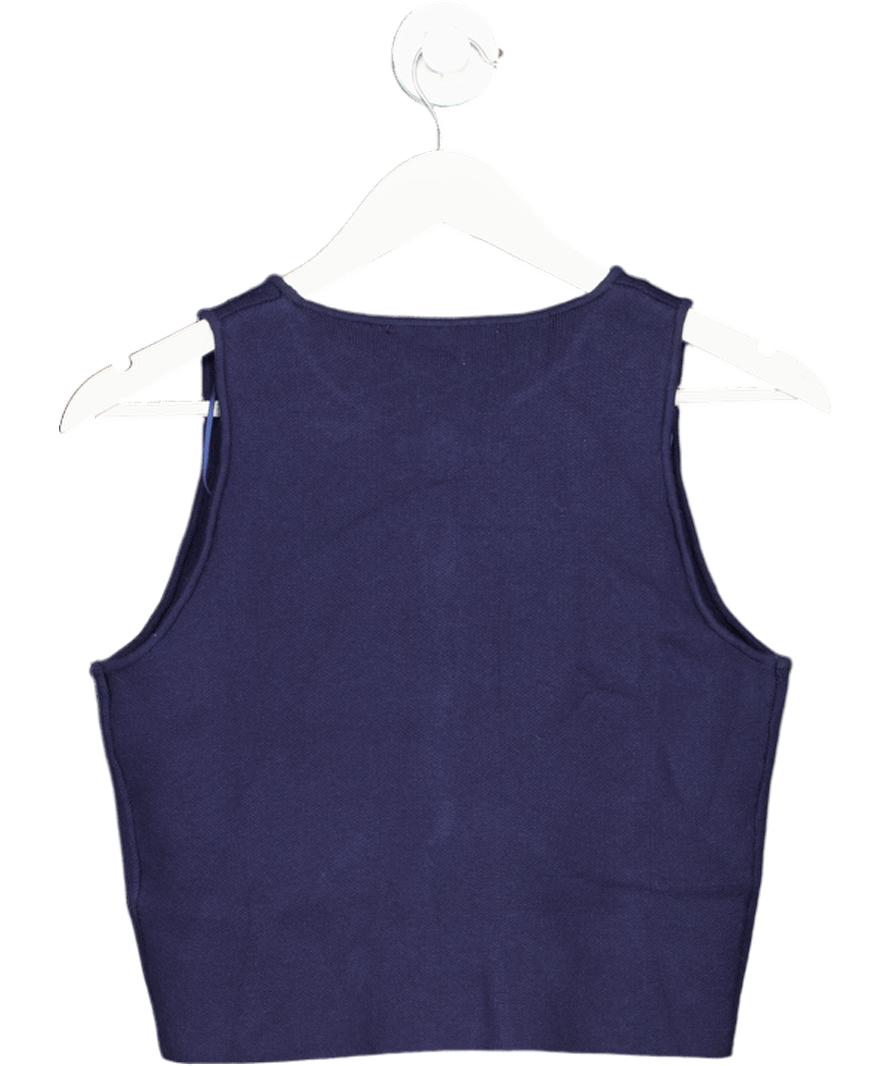 ZARA Blue Button Up Waistcoat Top UK M - Reliked