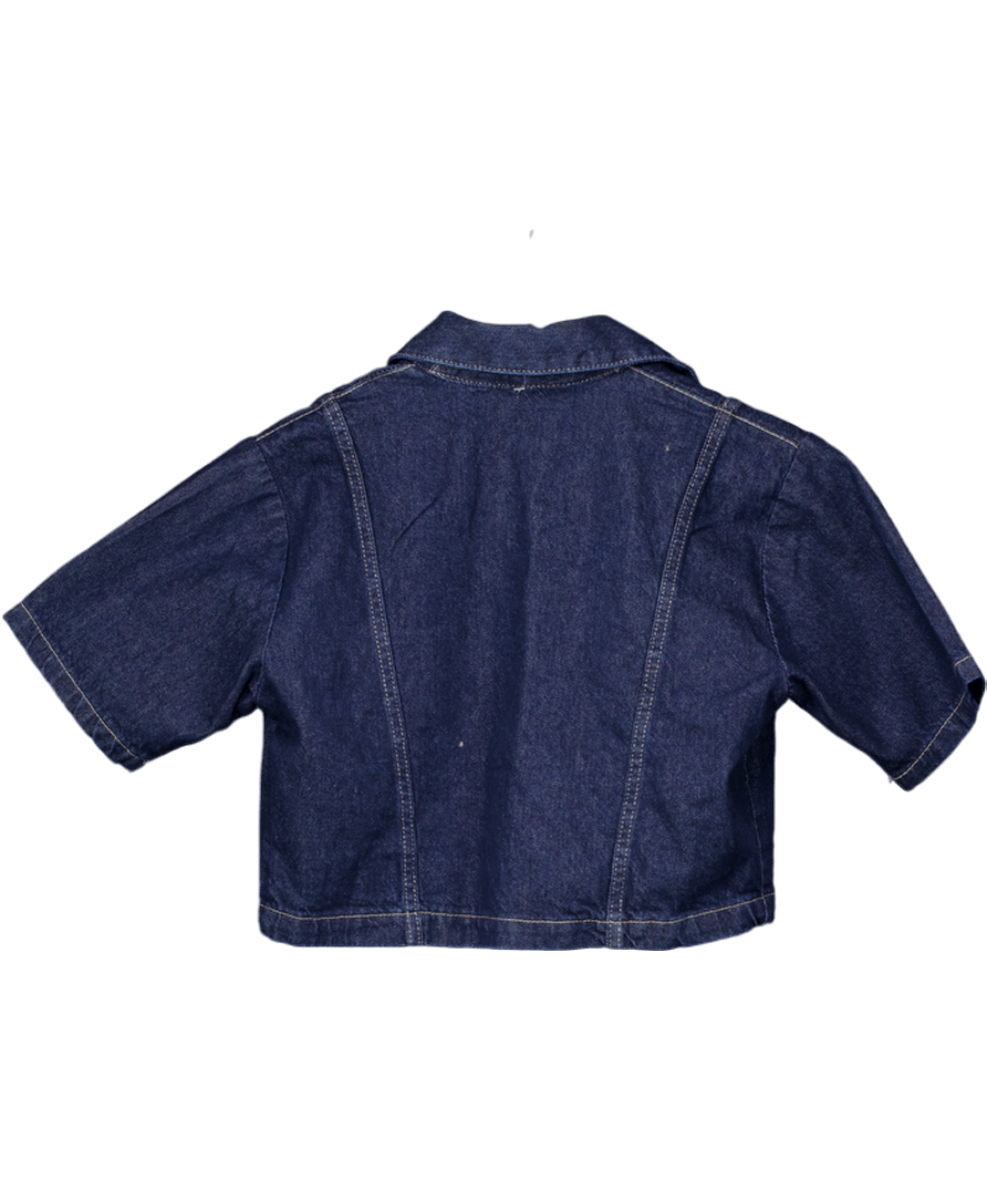 ZARA Blue Cropped Denim Shirt Top UK XS - Reliked