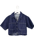 ZARA Blue Cropped Denim Shirt Top UK XS - Reliked