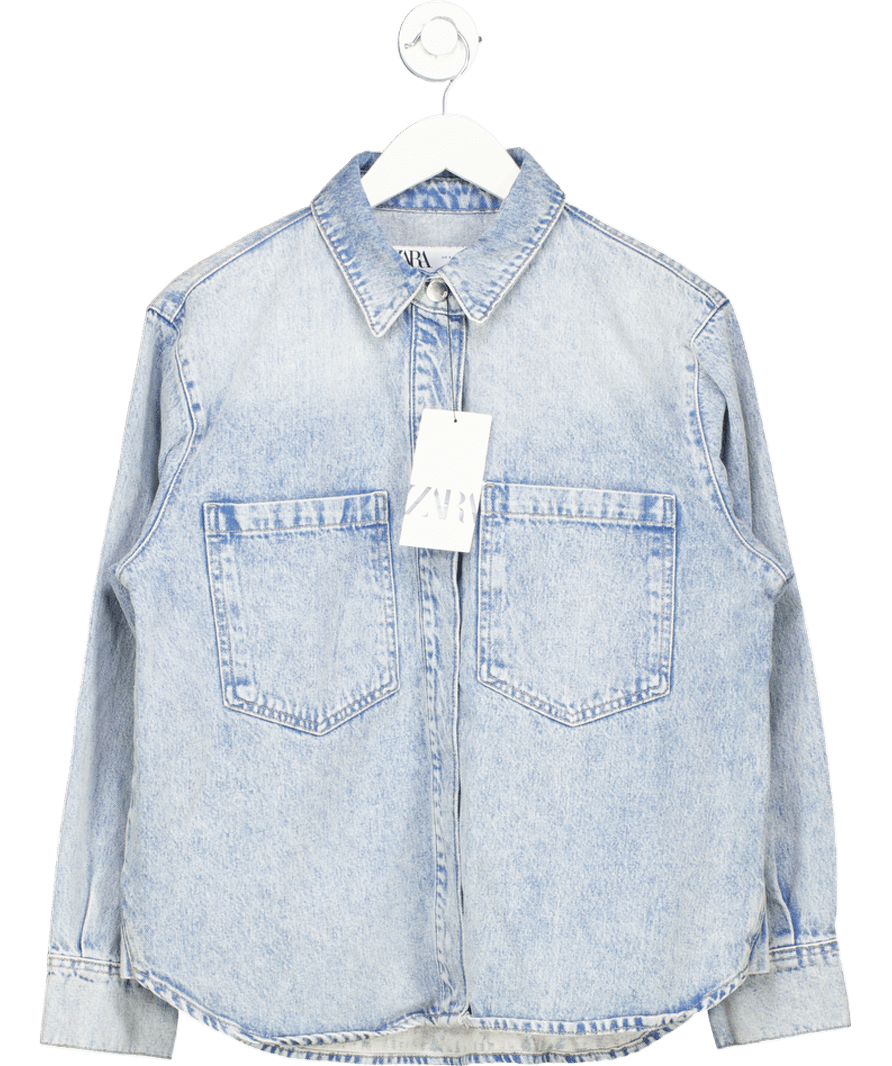 ZARA Blue Denim Jacket With Pockets UK S - Reliked