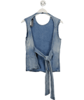 ZARA Blue Denim Open Tie Back Top UK M - Reliked