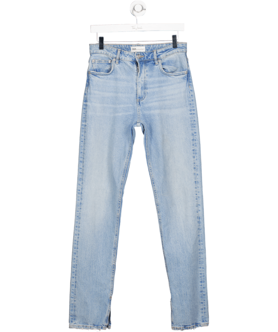 ZARA Blue High Waist Straight Leg Jeans UK 10 - Reliked