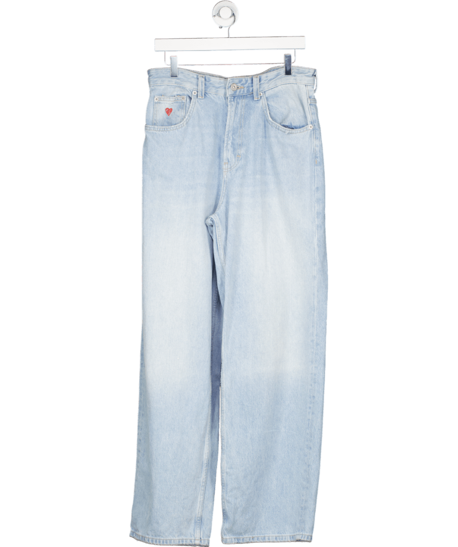 ZARA Blue Light Wash Wide Leg Jeans UK 12 - Reliked