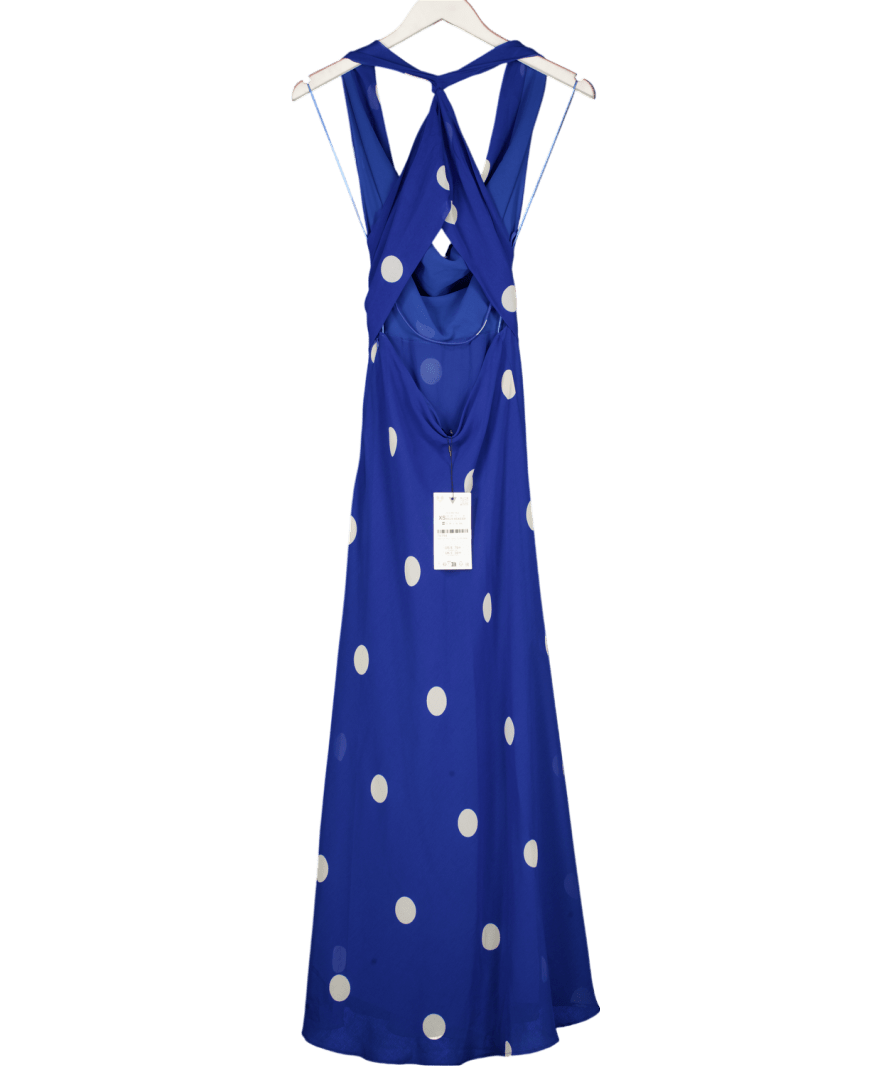 ZARA Blue Polka Dot Printed Midi Dress UK XS - Reliked