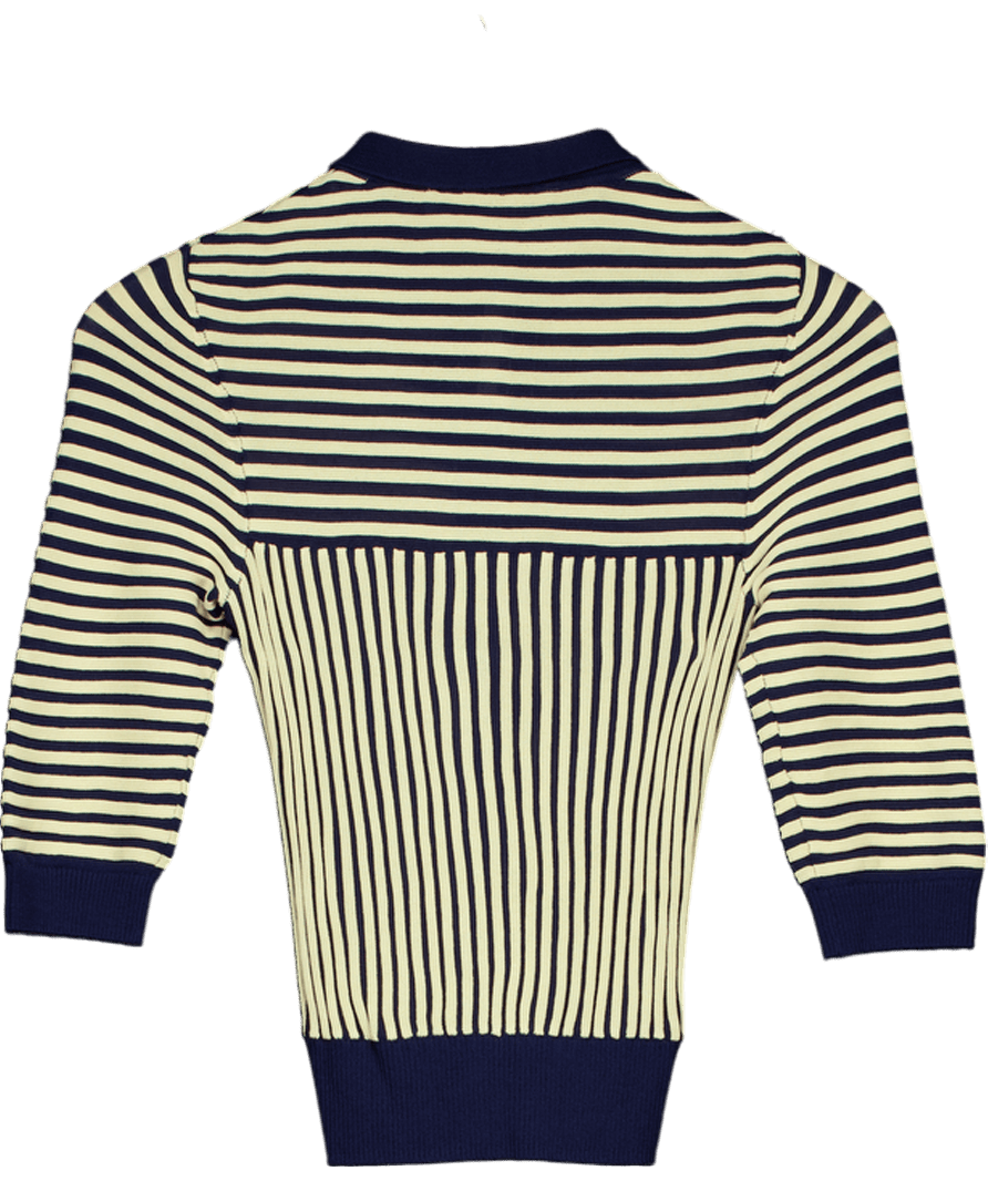 ZARA Blue Ribbed Polo Top UK S - Reliked