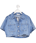 ZARA Blue Short Denim Shirt UK L - Reliked