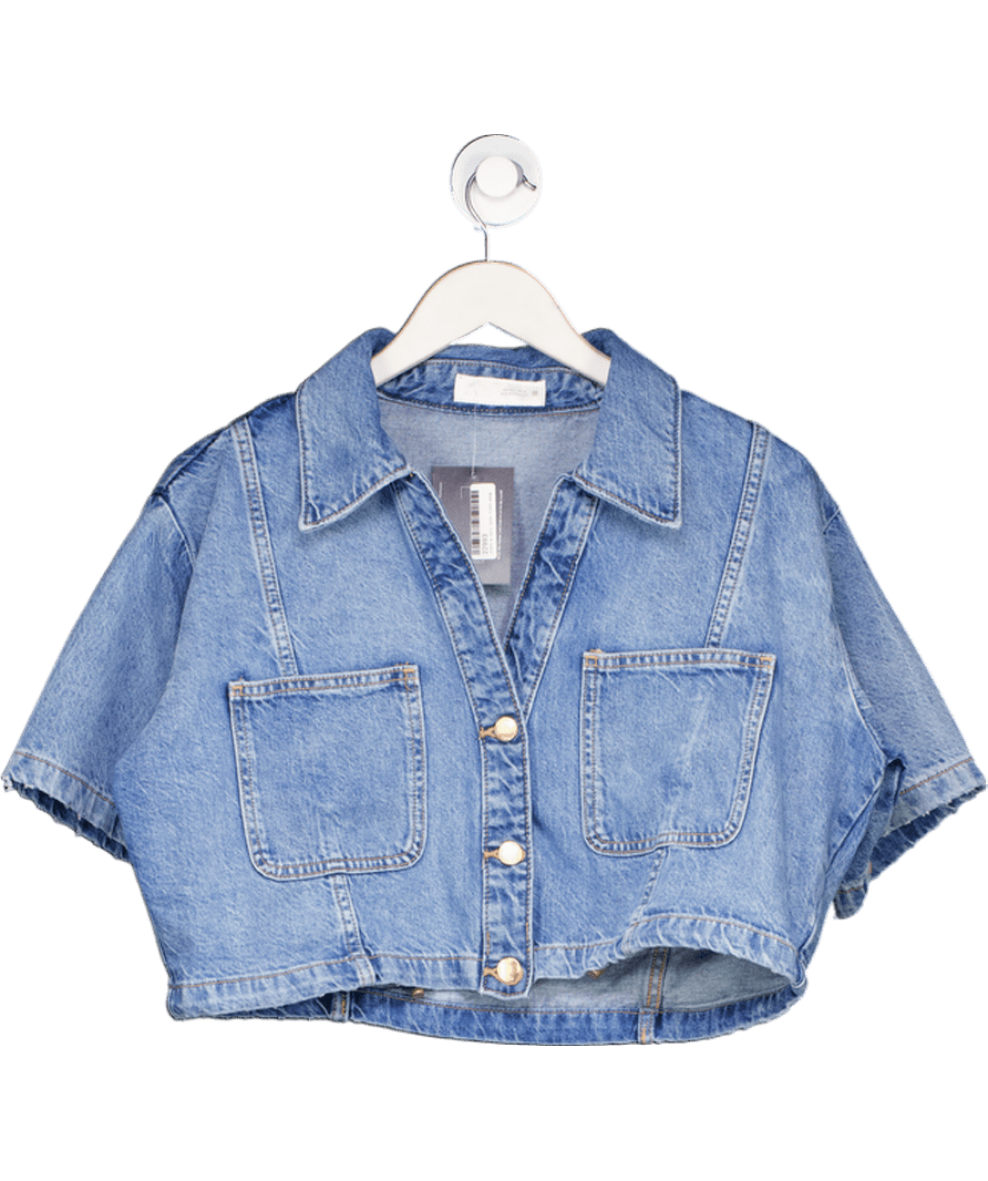 ZARA Blue Short Denim Shirt UK L - Reliked