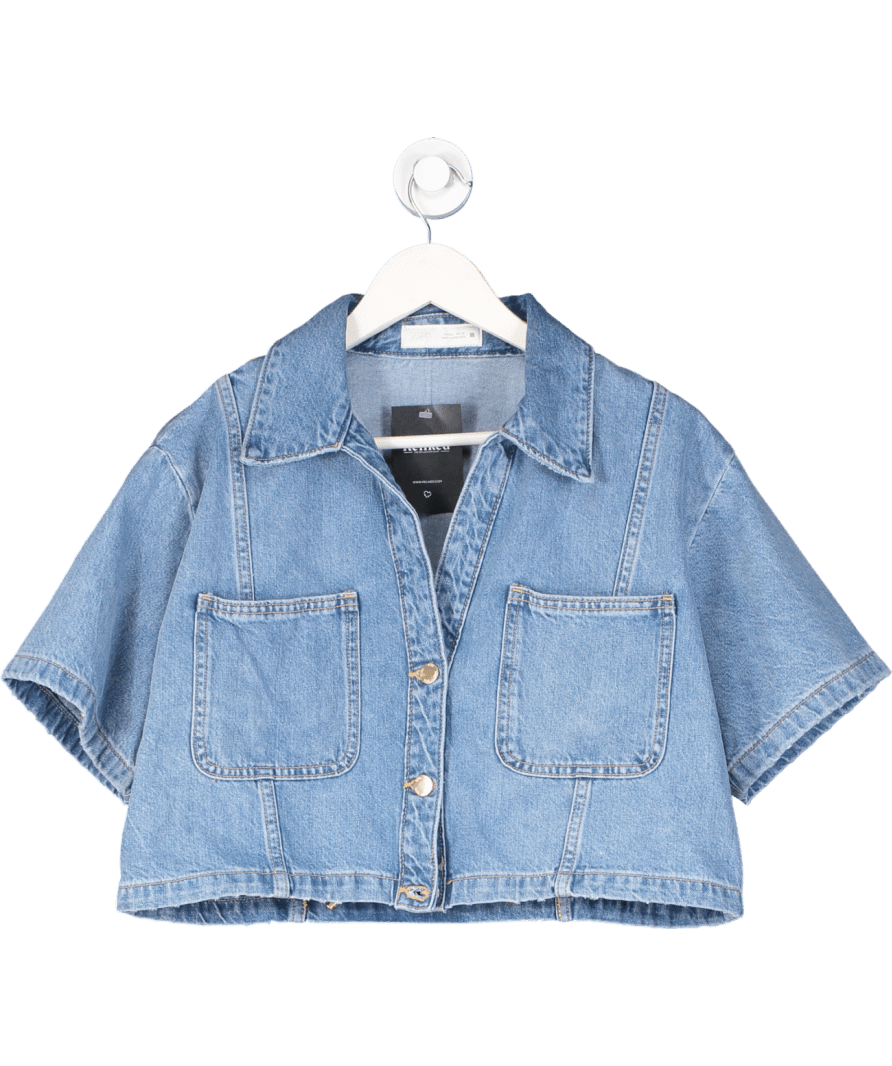 ZARA Blue Short Denim Shirt UK L - Reliked