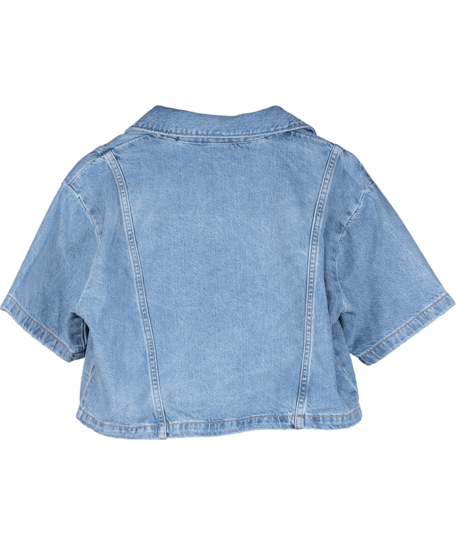 ZARA Blue Short Denim Shirt UK L - Reliked