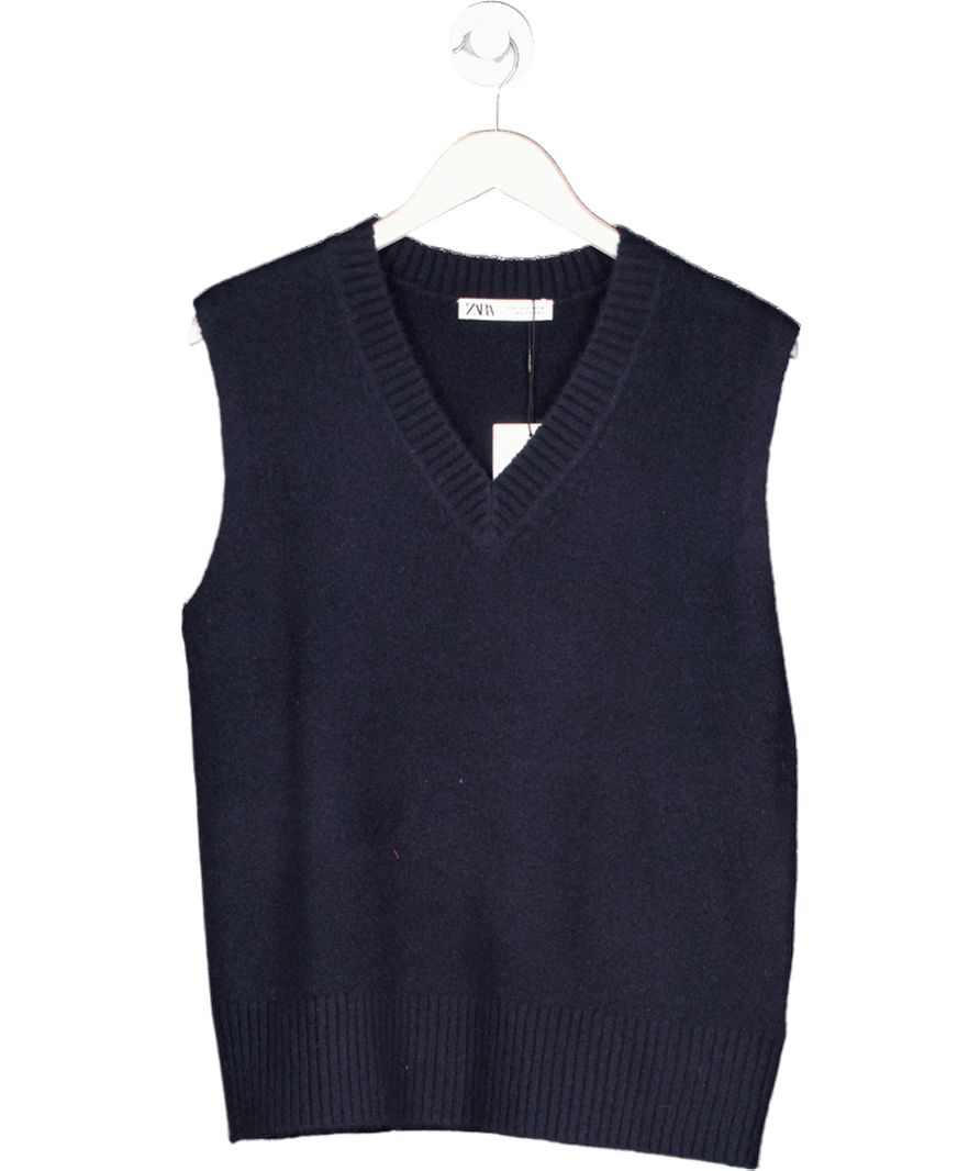 ZARA Blue Sleeveless Knitted Top UK S - Reliked