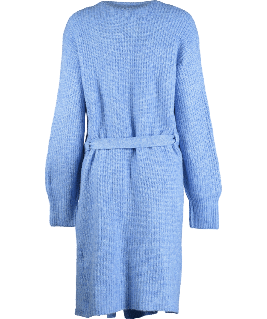 ZARA Blue Tie Belt Knit Cardigan UK XL - Reliked