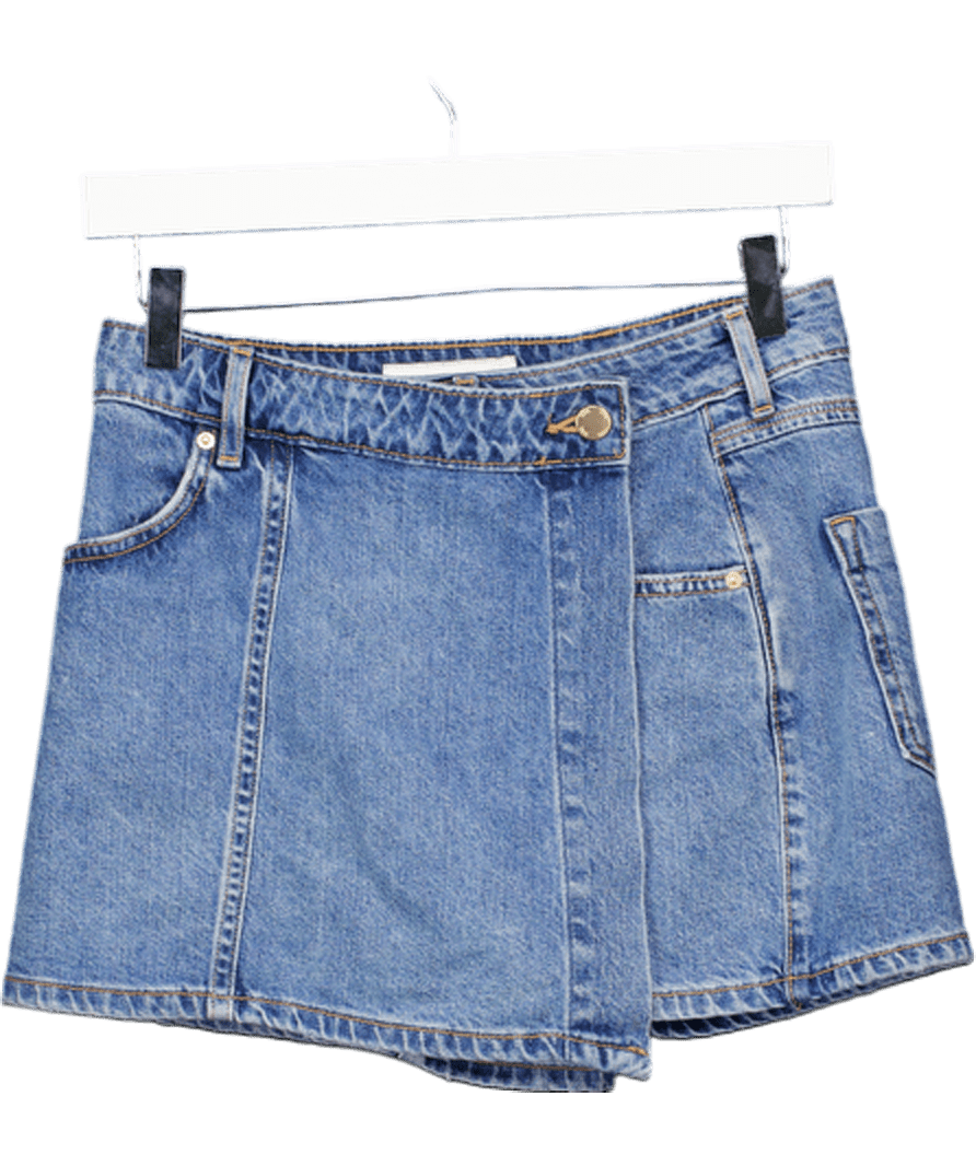 ZARA Blue Wrap Denim Skort UK XS - Reliked
