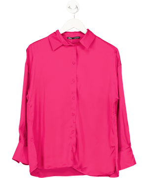 ZARA Bright Pink Satin Shirt UK XS