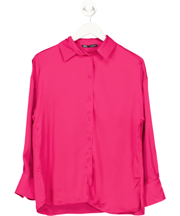 ZARA Bright Pink Satin Shirt UK XS