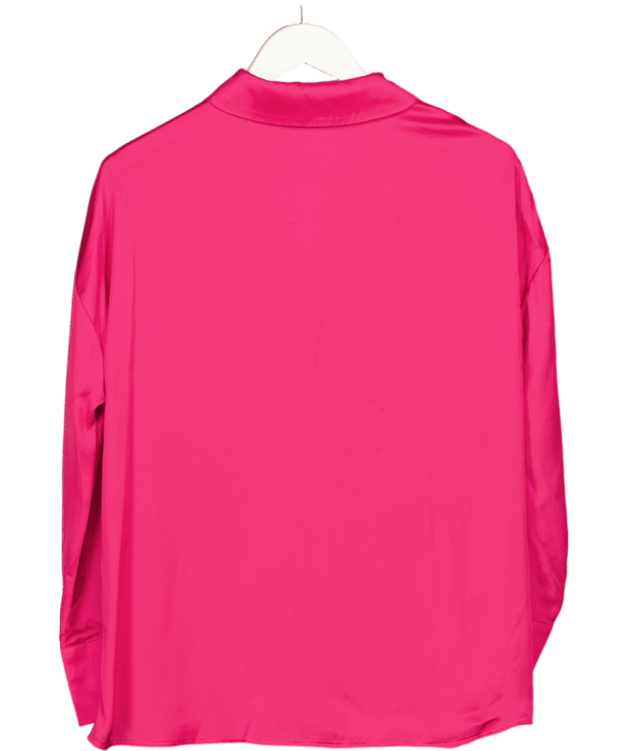 ZARA Bright Pink Satin Shirt UK XS - Reliked