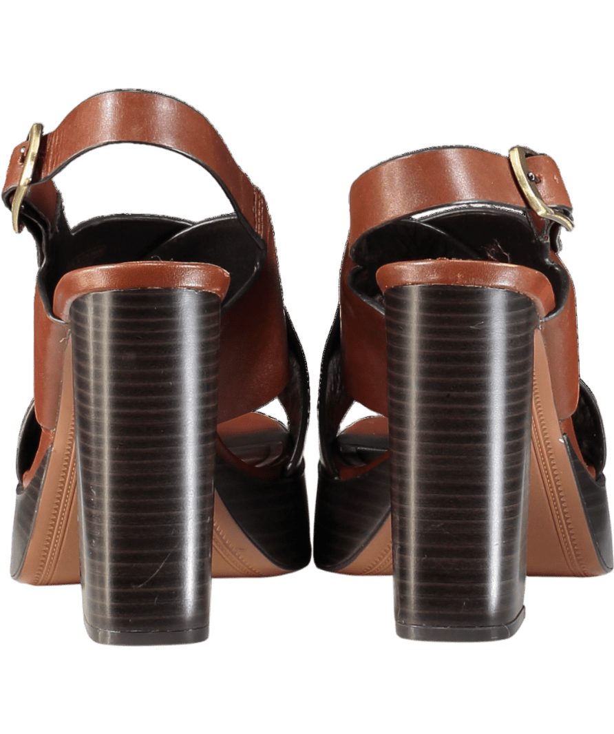 ZARA Brown Leather Heeled Sandals UK 5 EU 38 👠 - Reliked