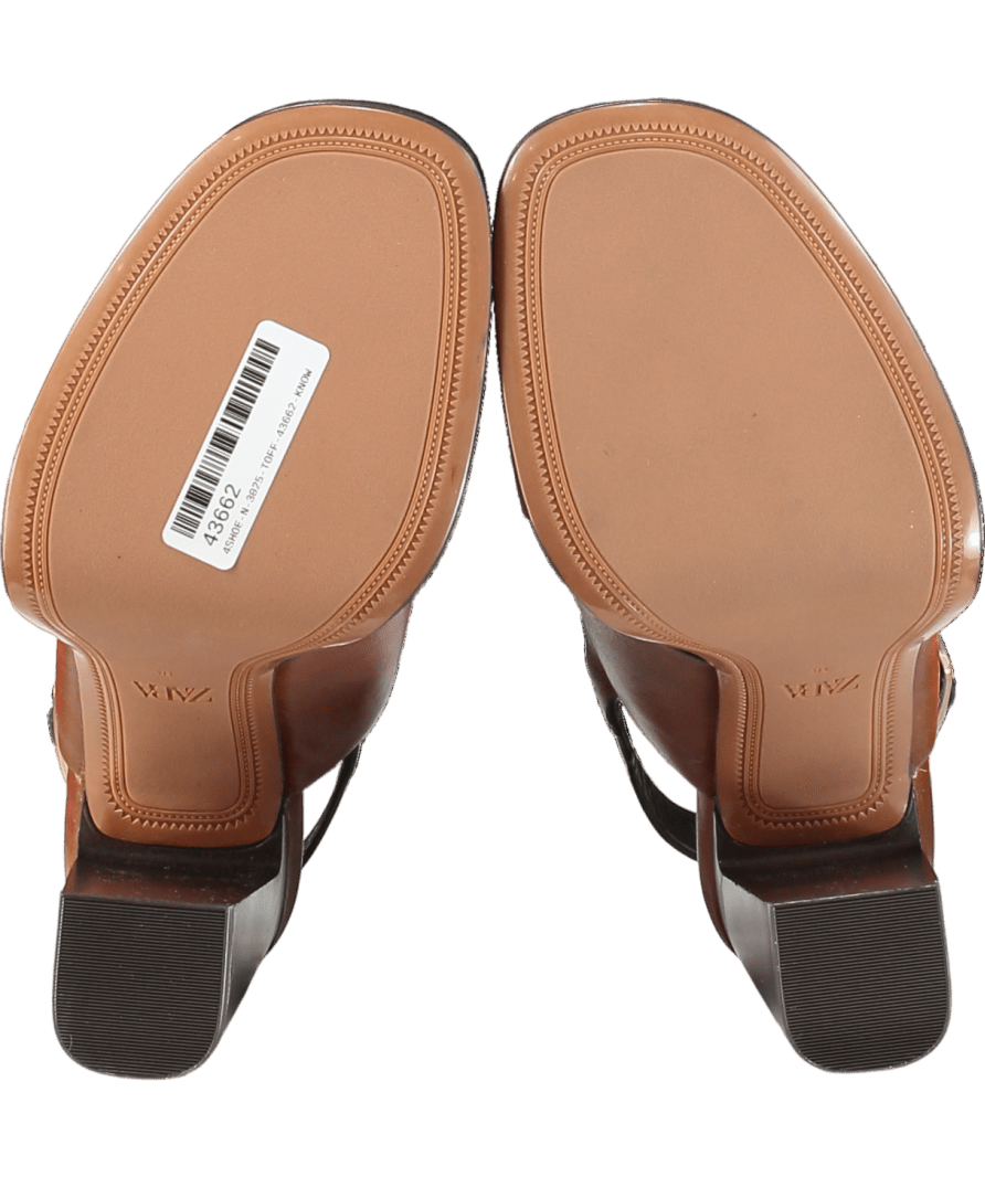 ZARA Brown Leather Heeled Sandals UK 5 EU 38 👠 - Reliked