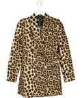 ZARA Brown Leopard Print Longline Blazer UK S - Reliked