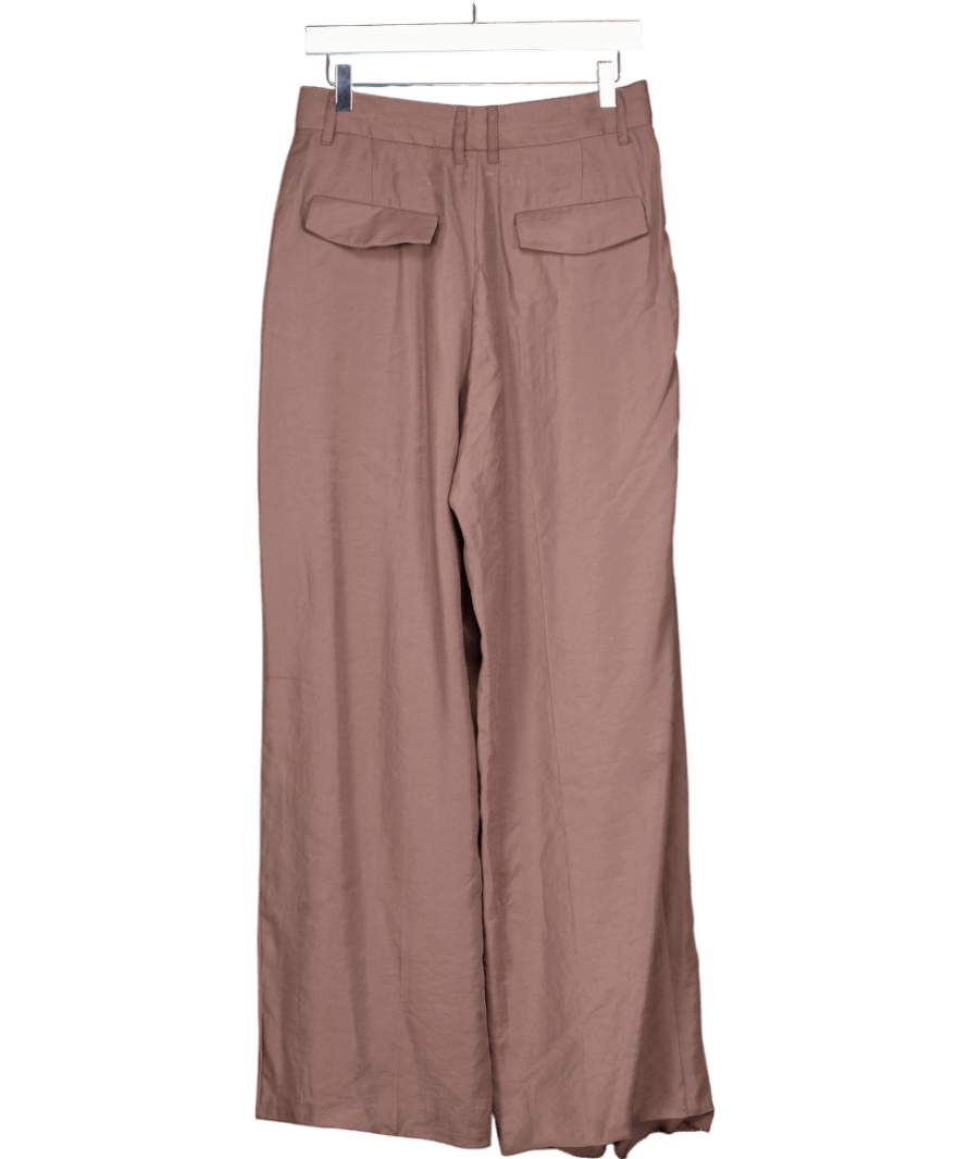 ZARA Brown Pleated Wide Leg Trouser UK S - Reliked