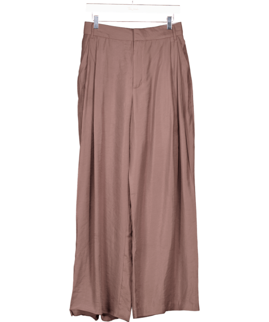 ZARA Brown Pleated Wide Leg Trouser UK S - Reliked