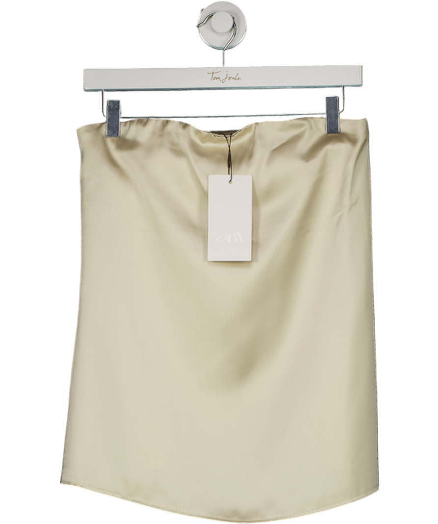 ZARA Champagne Beige Satin Bandeau Top UK XS - Reliked
