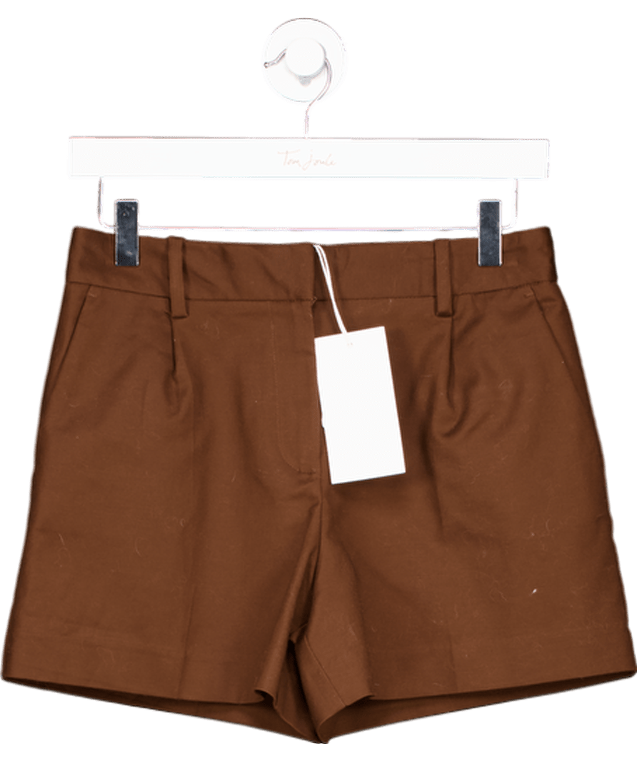 ZARA Chocolate Brown Darted Bermuda Shorts UK XS - Reliked