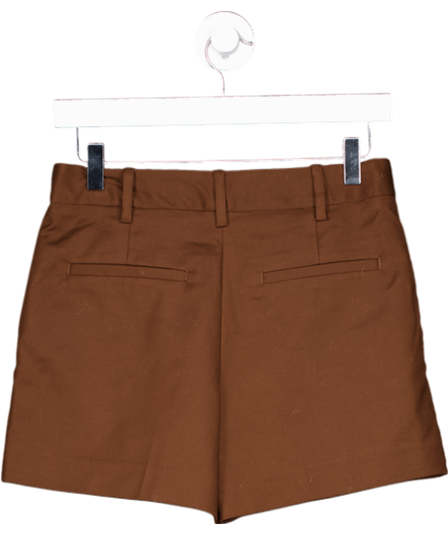 ZARA Chocolate Brown Darted Bermuda Shorts UK XS - Reliked