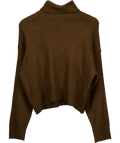 ZARA Chocolate Brown Roll Neck Jumper UK S - Reliked