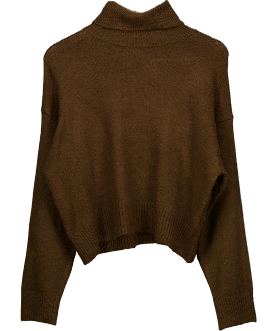 ZARA Chocolate Brown Roll Neck Jumper UK S - Reliked