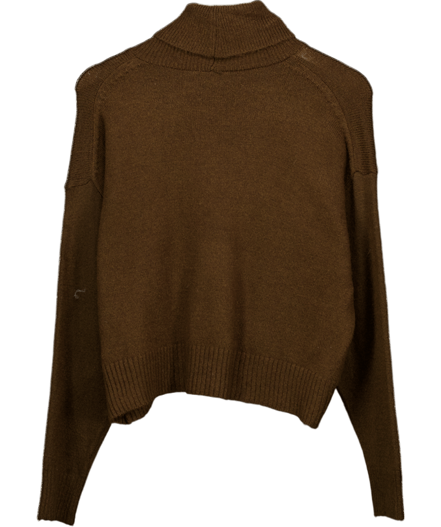 ZARA Chocolate Brown Roll Neck Jumper UK S - Reliked