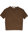 ZARA Chocolate Brown Supersoft Short Sleeve Knit UK S - Reliked