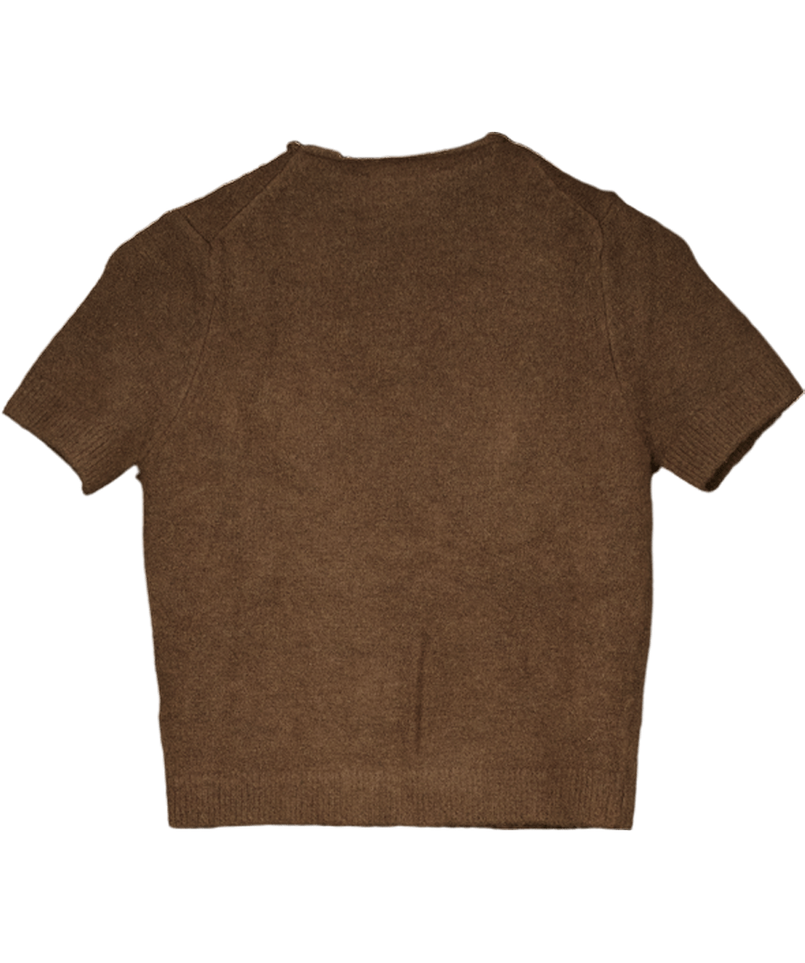 ZARA Chocolate Brown Supersoft Short Sleeve Knit UK S - Reliked