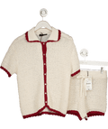 ZARA Cream 2 - piece Knitted Polo Top And Shourts Set UK S - Reliked