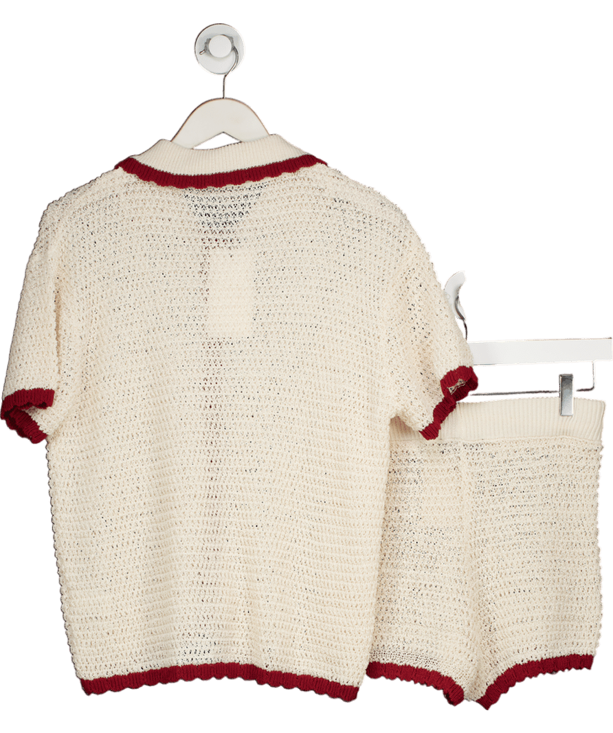 ZARA Cream 2 - piece Knitted Polo Top And Shourts Set UK S - Reliked