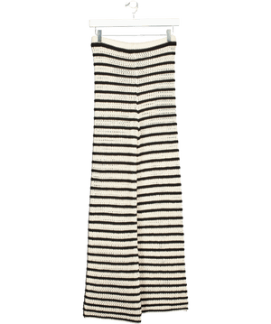 ZARA Cream / Black Striped Crochet Knit Trousers UK S