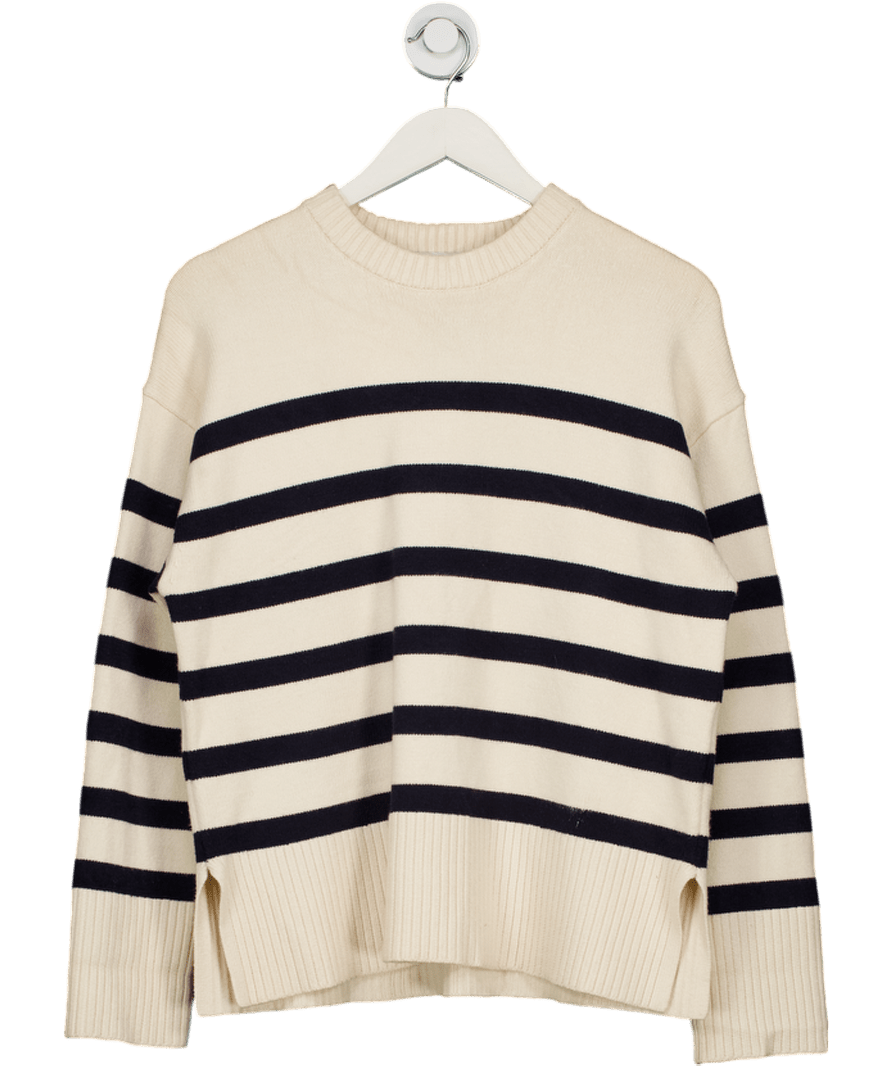 ZARA Cream Box - fit Striped Knit Sweater UK S - Reliked