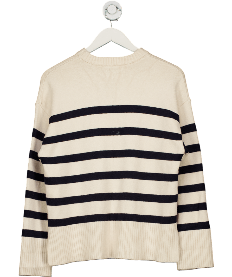 ZARA Cream Box - fit Striped Knit Sweater UK S - Reliked