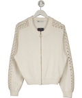 ZARA Cream Cotton Blend Zip Cardigan UK L - Reliked