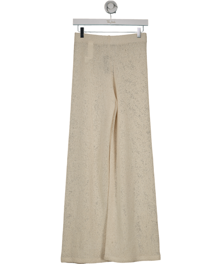 ZARA Cream Crochet Wide Leg Trousers UK S - Reliked