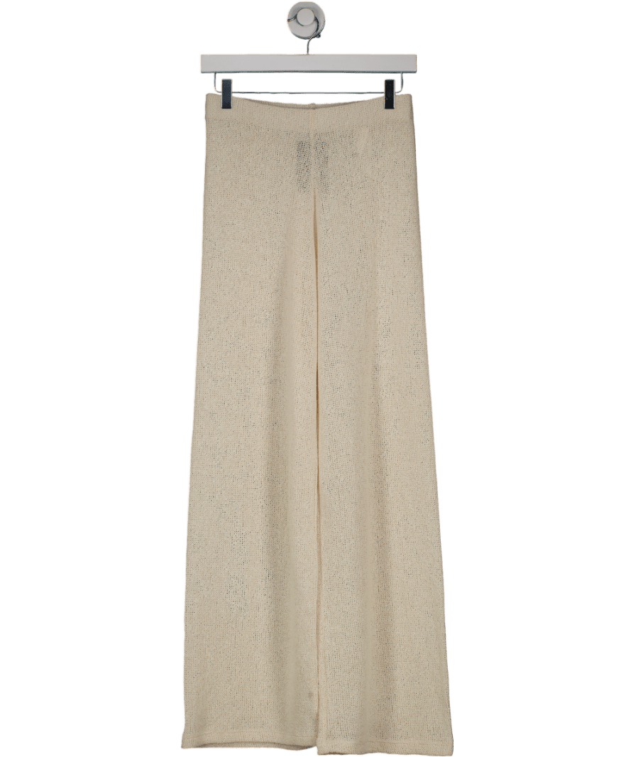 ZARA Cream Crochet Wide Leg Trousers UK S - Reliked