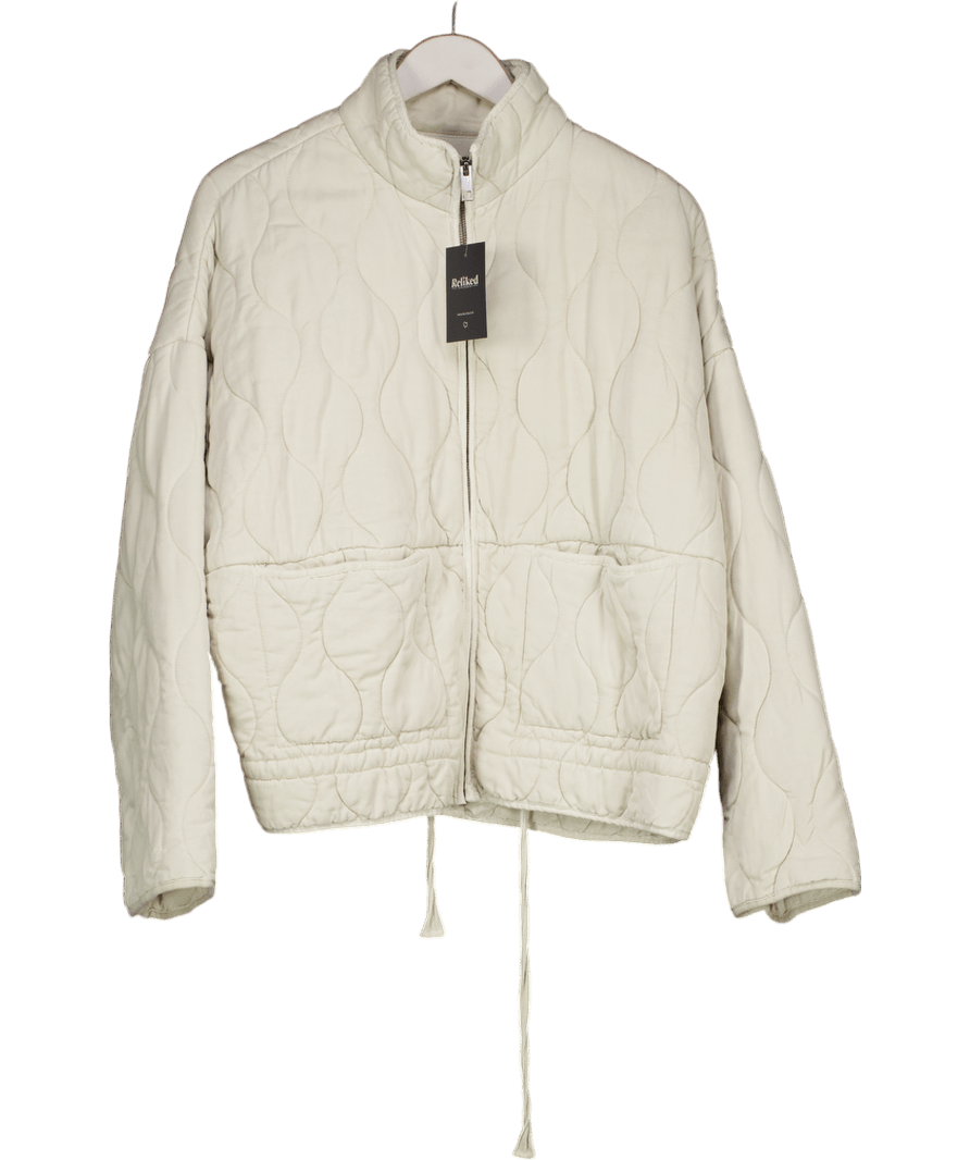 ZARA Cream Diamond Quilted Jacket UK L - Reliked