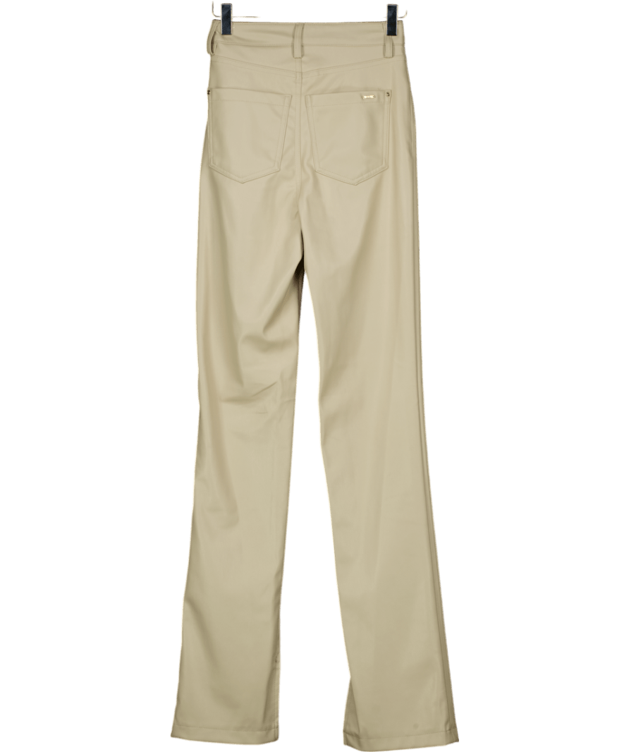 ZARA Cream Faux Leather Slit Hem Trousers UK 4 - Reliked