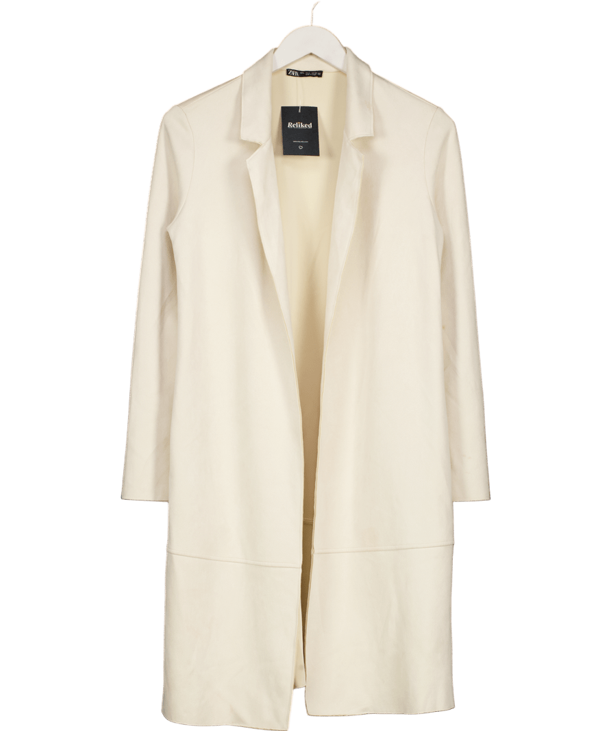 ZARA Cream Faux Suede Longline Jacket UK S - Reliked