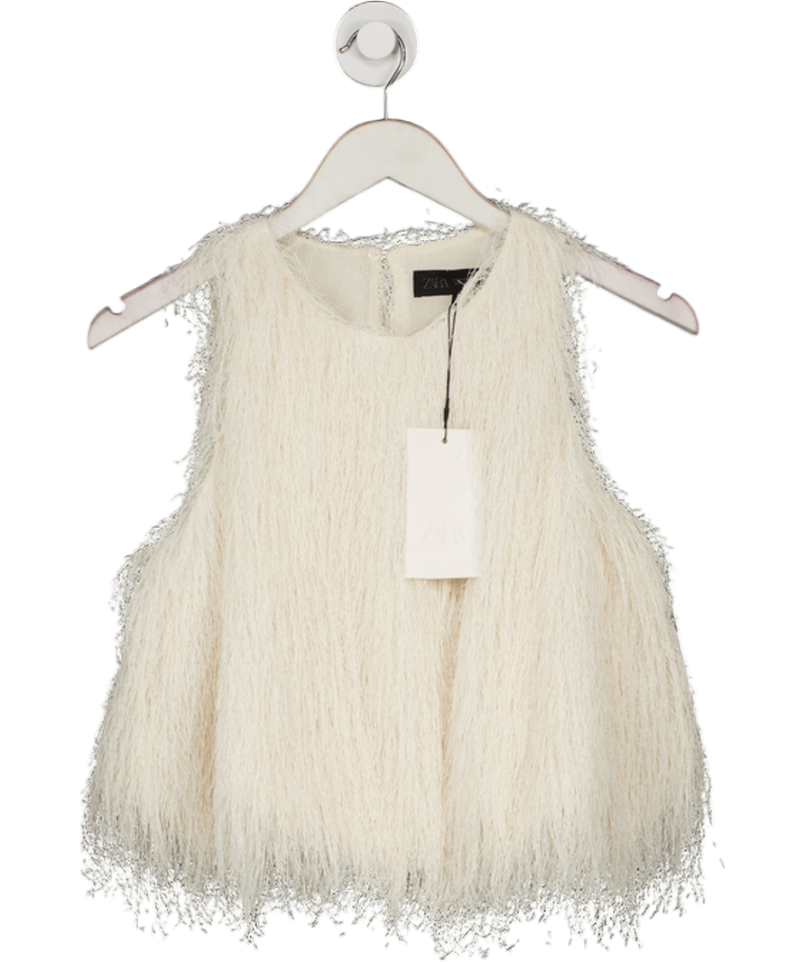 ZARA Cream Fringed Top UK XS - Reliked