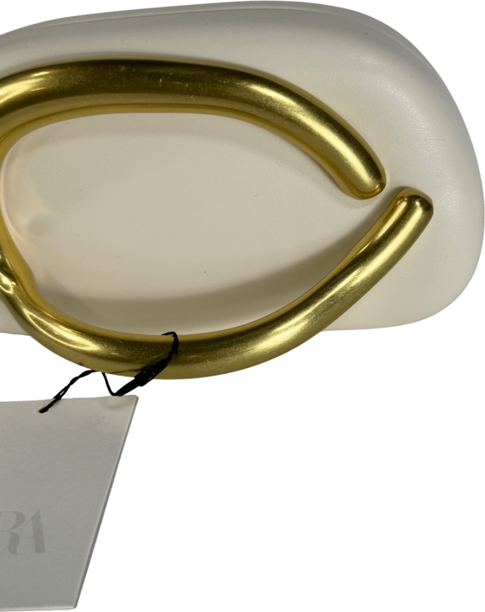 ZARA Cream / Gold Scultpural Handle Clutch Bag With Crossbody Chain One Size - Reliked